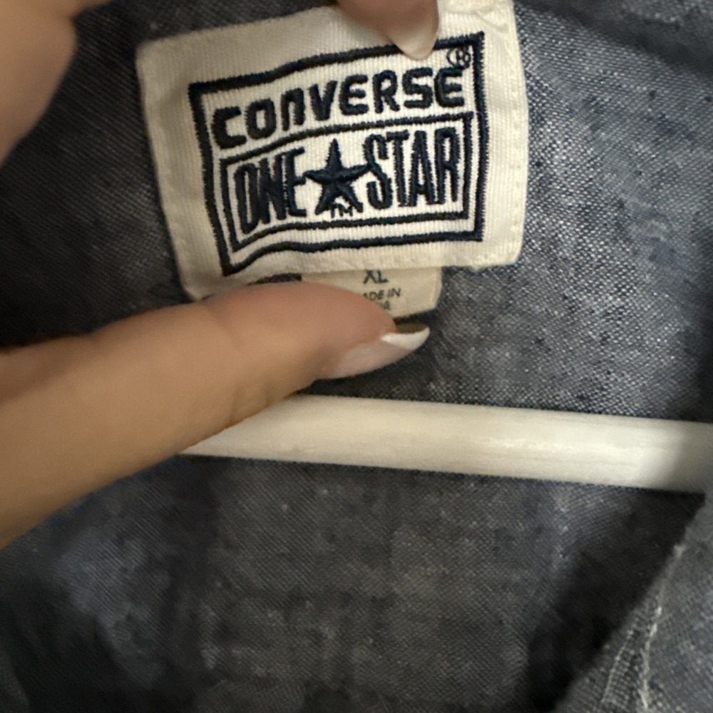 Converse One Star Chambray Button Up Shirt Mens Size XL FLAW - Picture 3 of 7